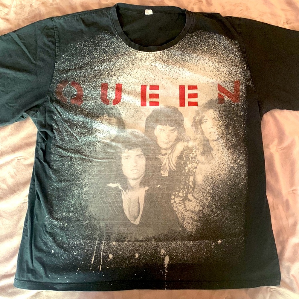 Queen Band T-Shirt Bleach Printed